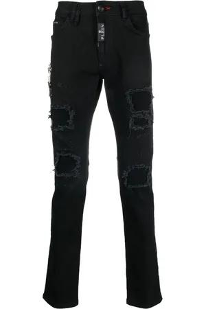 Philipp Plein Jean slim à finitions effilochées