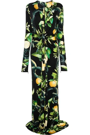 Roberto Cavalli Robe longue à imprimé citron
