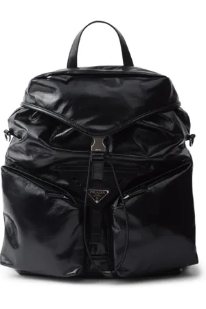 Prada Sac à dos en cuir à plaque logo