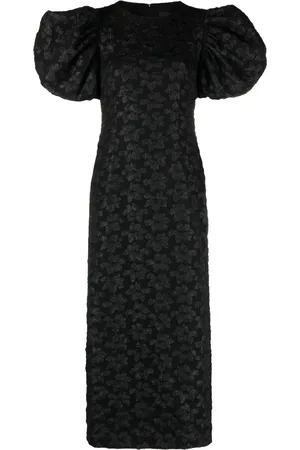 ROTATE Robe mi-longue à fleurs en jacquard