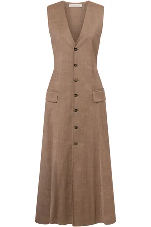 Serafini Robe boutonnée à manches courtes froncées