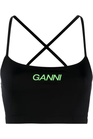 Ganni Haut crop à logo imprimé
