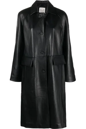 Totême Manteau en cuir à manches raglan