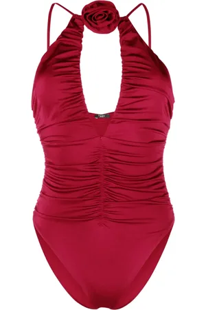 Noire Swimwear Maillot de bain à fleur appliquée