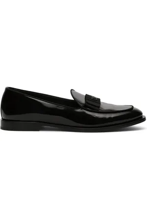 Dolce & Gabbana Chaussons en cuir verni à logo