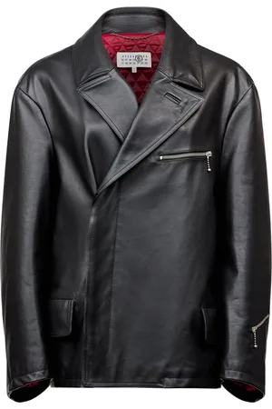 Maison Margiela Veste en cuir à détails de zips