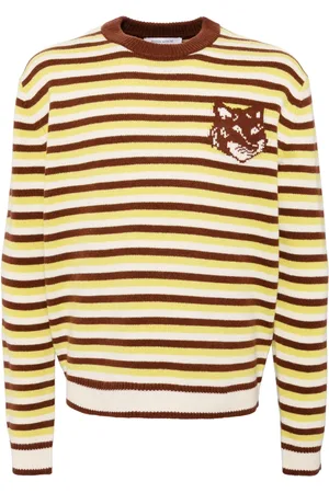 Maison Kitsuné Pull rayé à motif Fox Head en intarsia
