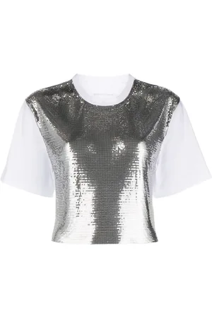 Paco rabanne T-shirt en mesh métallisé