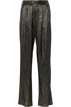 FORTE FORTE Pantalon droit à motif pied-de-poule métallisé