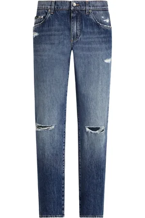 Dolce & Gabbana Jean droit à effet usé