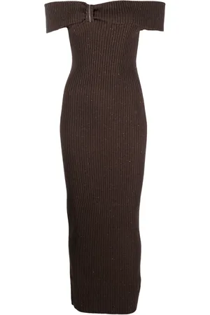 PESERICO SIGN Robe longue en maille nervurée à paillettes