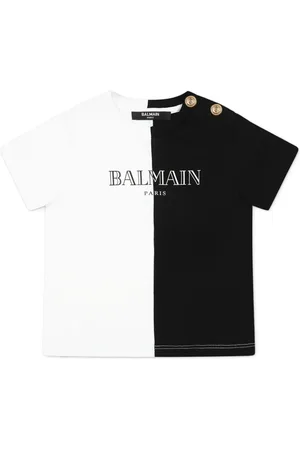 Balmain T-shirt bicolore à logo imprimé