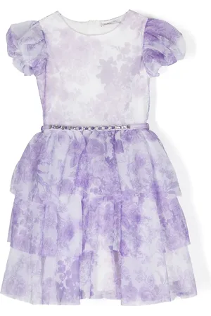 MONNALISA Robe fleurie à ornements en cristal