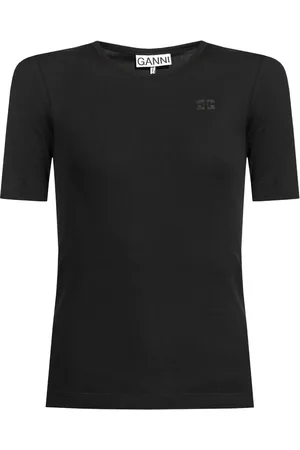 Ganni T-shirt en coton à logo pailleté
