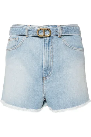 Twin-Set Short en jean à taille ceinturée