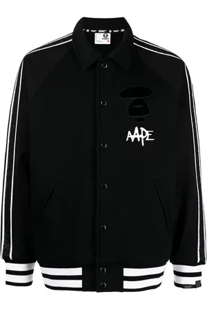 A Bathing Ape Veste bomber rayée à logo imprimé