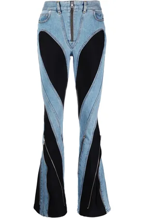 MUGLER Jean évasé à design bicolore