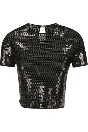 MUGLER Blouse ornée de sequins à manches courtes