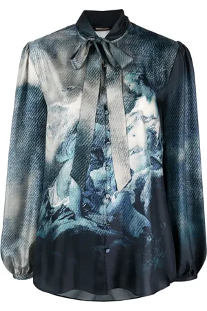 Roberto Cavalli Blouse en soie à imprimé graphique