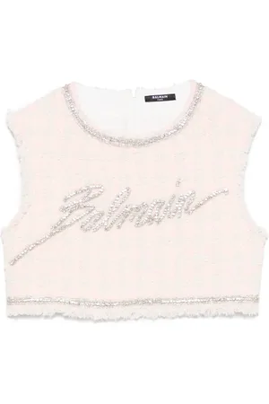 Balmain Haut crop à ornements en cristal
