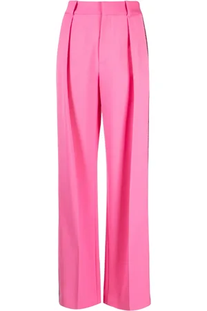 AREA Pantalon palazzo à ornements en cristal