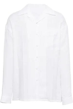 Prada Chemise en lin à col cranté