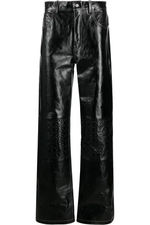 Marine Serre Pantalon Moonogram en cuir