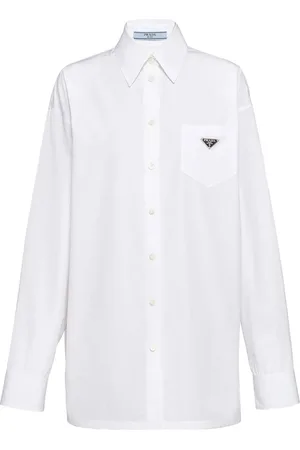Prada Chemise en popeline à plaque logo