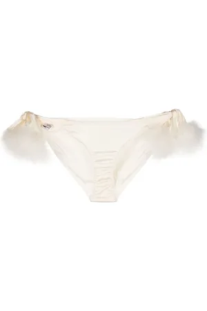 Gilda & Pearl Culotte en soie bordée de plumes