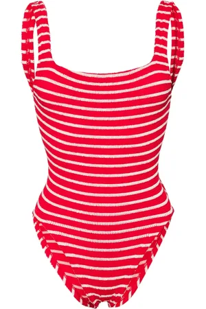 Hunza G Maillot de bain rayé à effet froissé