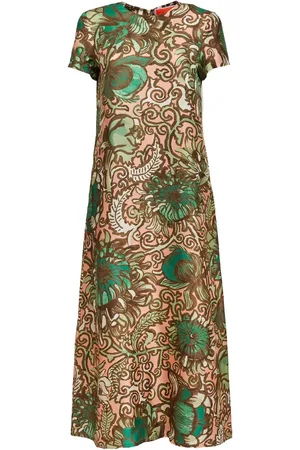 La DoubleJ Robe en soie Swing à fleurs