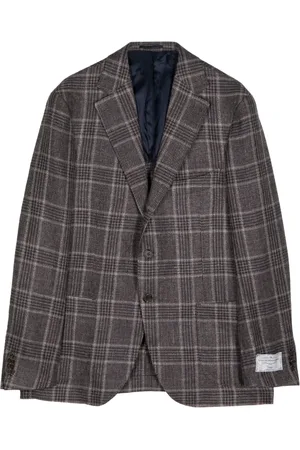 MAN ON THE BOON. Blazer boutonné à motif tartan