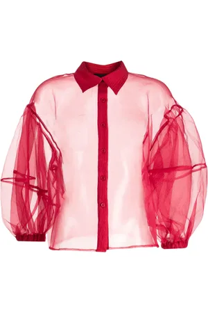 Cynthia Rowley Chemise en organza à manches bouffantes
