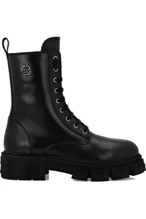 Philipp Plein Bottines en cuir à logo Hexagon