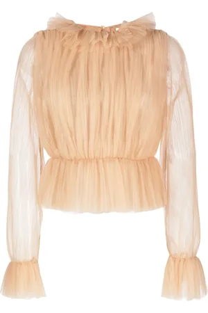Khaite Blouse en tulle à manches longues