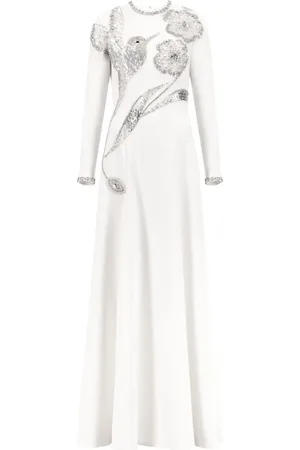 Dina Melwani Robe longue à ornements en cristal