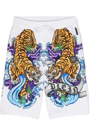 Philipp Plein Short de sport à imprimé tigré