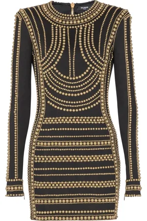 Balmain Robe mi-longue à perles brodées