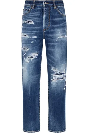 Dsquared2 Jean droit à finitions effilochées