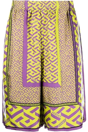 VERSACE Short en soie à imprimé Greca
