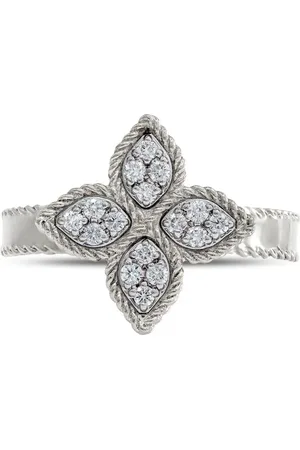 Roberto Coin Bague Princess Flower en or blanc 18ct ornée de diamants