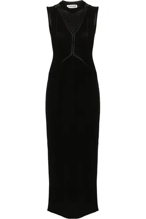Jil Sander Robe longue en maille à col rond