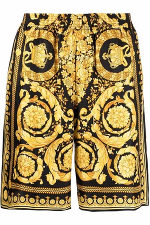 VERSACE Short en soie à imprimé baroque