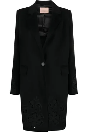 Twin-Set Manteau boutonné à fleurs brodées