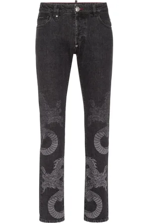 Philipp Plein Jean droit à effet délavé
