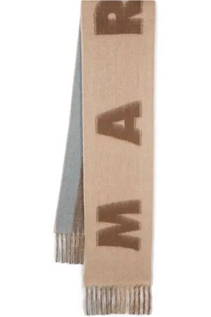 Marni écharpe frangée à logo intarsia