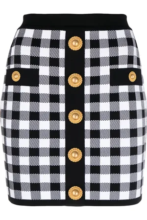 Balmain Minijupe en maille fine à carreaux vichy