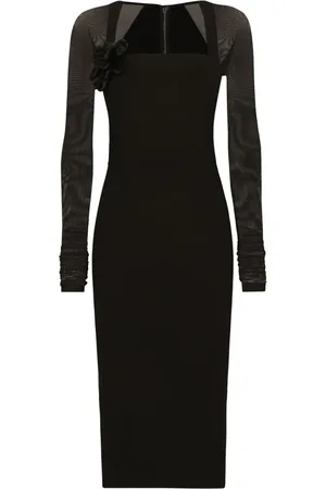 Dolce & Gabbana Robe mi-longue à manches en tulle