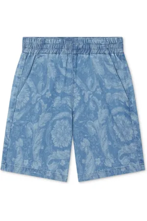 VERSACE Short en jean à imprimé Barocco