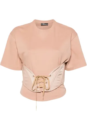 MUGLER T-shirt à détail de corset